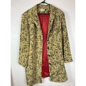 DUE per DUE Women's 92% Silk Blend Animal Print Blazer Pockets Size 20W‎ Classic
